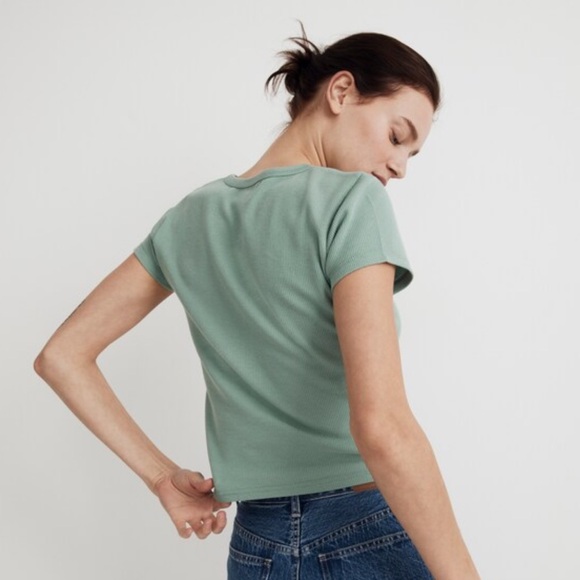 Madewell Split-Neck Henley Tee in Storied Sea Size Large - Picture 3 of 11